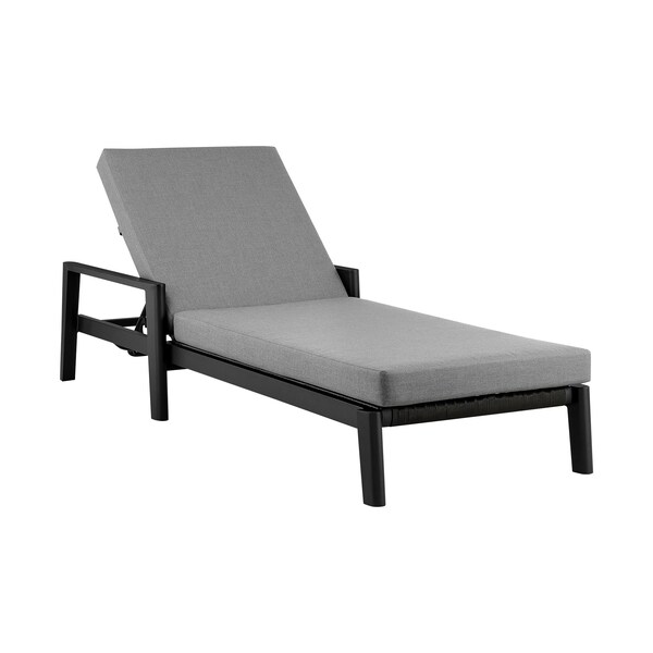 Armen Living Grand Outdoor Patio Adjustable Chaise Lounge Chair in Aluminum with Gray Cushions 840254332713 - main